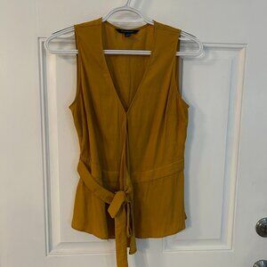 Banana Republic Women’s Wrap Top Sleeveless Side Tie Mustard Yellow Sz. XS